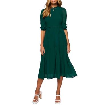 Imagem de Forever 21 Vestido feminino de chiffon com manga camponesa, Verde, PP