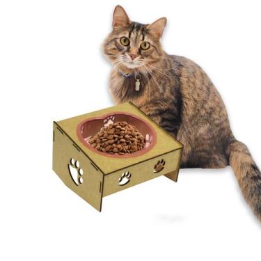 Imagem de Comedouro/Bebedouro Morapet Wood Suporte Elevado Para Gatos e Cães Peq