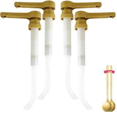 Imagem de Bomba de molho para garrafas Torani Davinci Hollander 1,814 g, Ghirardelli de 200 a 244 ml, pacote com 4 dispensadores de bomba para molhos de chocolate branco mocha caramelo sem açúcar