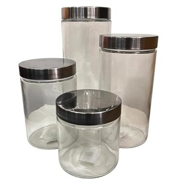 Imagem de Conjunto de 4 Potes Herméticos de Vidro com Tampa Inox (Redonda | 2,35L - 1,75L - 1,42L - 0,9L)