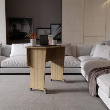 Imagem de Mesa Retrátil para Home Office com Rodizio ME4117 Amêndoa Tecnomobili