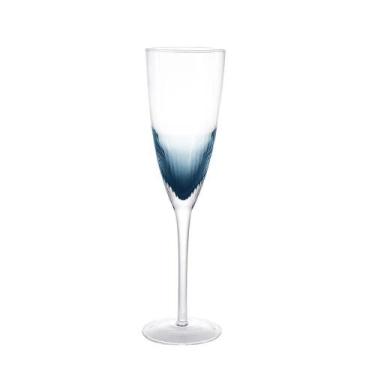 Imagem de Taça De Champagne Com Detalhe Azul Em Vidro - Btc