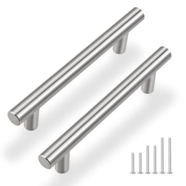 Imagem de Gobrico Pacote com 30 puxadores de armário em níquel acetinado central de 96 mm puxadores de armário de aço inoxidável puxadores de gaveta de cozinha de níquel escovado prata