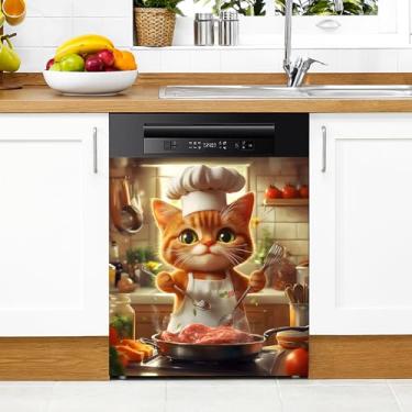 Imagem de Capa de ímã de máquina de lavar louça animal adesivo magnético decorativo máquina de lavar geladeira capa magnética painéis de porta eletrodomésticos adesivos para máquina de lavar e secar roupa (Cat2