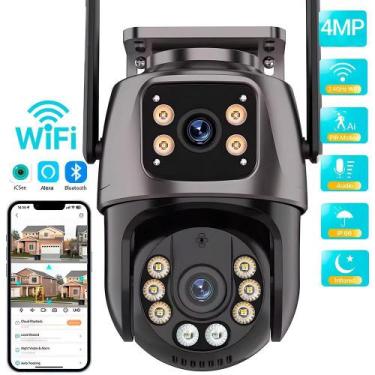 Imagem de Câmera De Segurança Dupla, Giratória, Ip, Wi-Fi, Fhd, 4Mp - White Labe