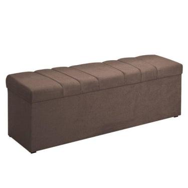 Imagem de Cal��adeira Com Baú Londres 100 Cm Suede Chocolate Amassado