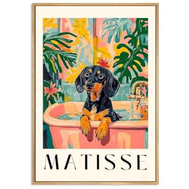 Imagem de Henri Matisse arte de parede bonito cachorro preto na banheira pôsteres vintage estético animal impressões engraçadas arte de parede banheiro abstrato Matisse exposição pôster tropical botânico floral