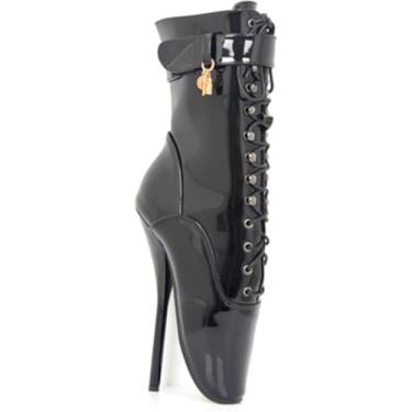 Imagem de Couro Feminino 18 Centímetros Kle Botas Saltos Finos Dedo Do Pé Pontudo Zíper Com Bloqueio De Desgaste Botas, C, 45 EU