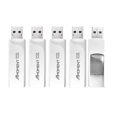 Imagem de Moment MU39 Unidade flash USB 64 GB – Pen Drive retrátil USB 3.2 com conector deslizante, leitura de até 100 MB/s, gravação de 30 MB/s – Memory Stick Plug & Play para PC, Mac, TV, carro
