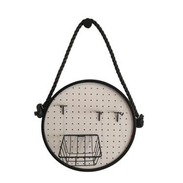 Imagem de Pegboard Adnet Preto Corda Preta Fundo Branco 40 Cm Redondo