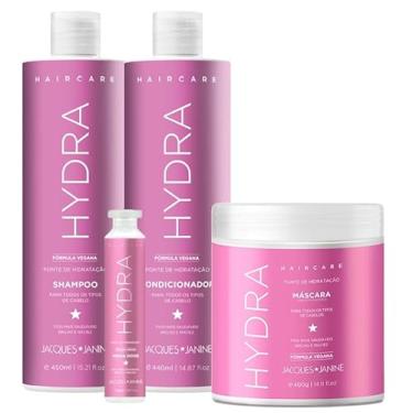 Imagem de Kit Hidratação Jacques Janine Hair Care Hydra Shampoo 450ml Condicionador 440ml Máscara 400g Ampola 45ml