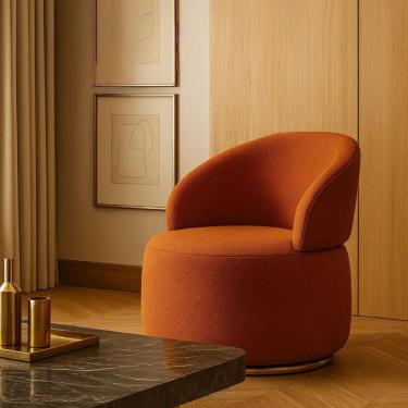 Imagem de Poltrona Giratória com Base Dourada em Aço Carbono Bella - Exclusiva