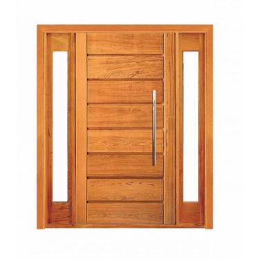 Imagem de Porta Pivotante Horizontal com Visor Lateral Duplo - Madeira Maciça - Angelim
