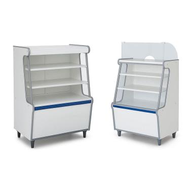 Imagem de Balcão Vitrine Seco Art 70 Caixa 70 Branco Kit2pç Fx Azul