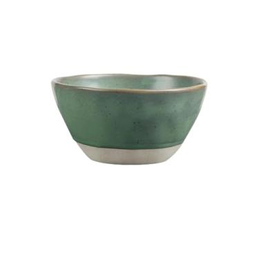 Imagem de Cerâmica sob o esmalte cor grande capacidade pequena tigela de arroz japonês retro grosso talheres -11,4 cm - vermelho verde