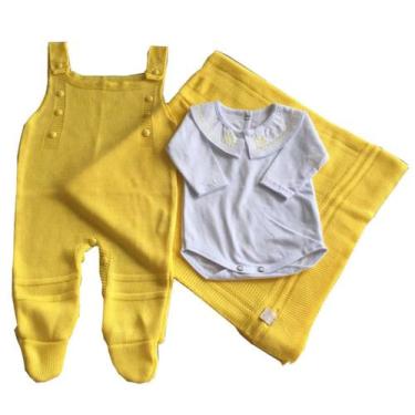 Imagem de Saída de Maternidade Jardineira 3 Peças - Kowak, Amarelo, RN