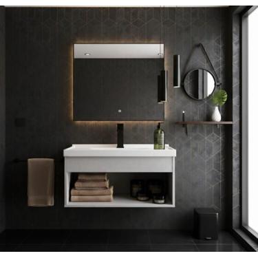 Imagem de Armário Para Banheiro 60Cm Mdf Com Cuba - Livorno Lineo - Riverzza