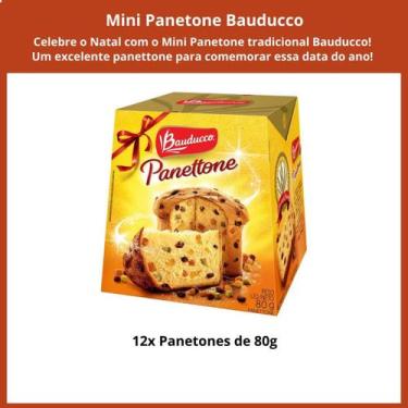 Imagem de 12 Panetone Mini Bauducco 80G Tradicional, Panettone