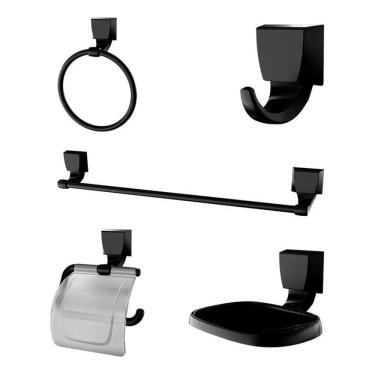 Imagem de Kit Banheiro Preto Quadrado com 5 Peças 2000 F24 - 140064 - LORENZETTI