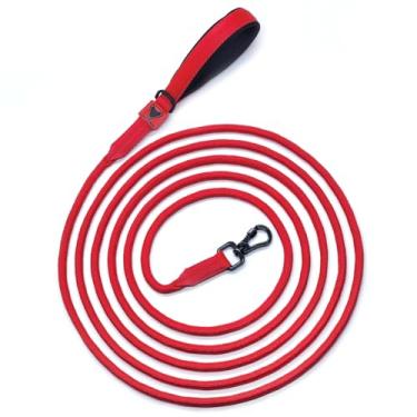 Imagem de ApoloDog Guia Longa para Cães com Mosquetão, 5 Metros, Alça Neoprene, Múltiplas Cores, Fita Polipropileno Reforçada, para Passeio e Treinamento Adestramento. (VERMELHO)