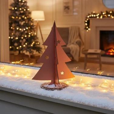 Imagem de Árvore de Natal minimalista com estrelas e pezinho duplo cor Rose Gold