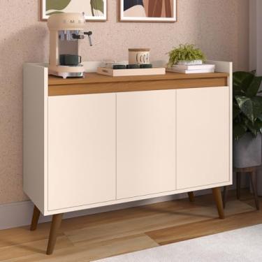 Imagem de Genérico, Aparador Buffet Armario Vitoria 3 Portas Prateleira Pés Palito Off/Freijó - MJM Casa dos Moveis