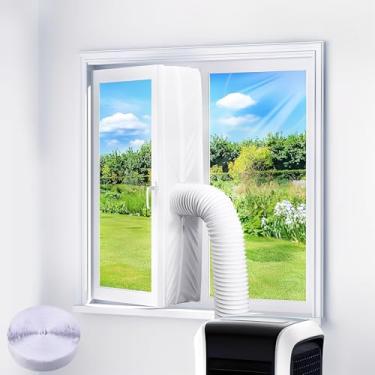 Imagem de Kit de vedação de janela de ar condicionado portátil – Kit de ventilação CA branca de 395 cm com tecido resistente à água, fácil de instalar para janelas de batente e claraboia, mantém o ar frio