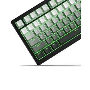 Imagem de x Teclas XVX Shine Through PBT, teclas personalizadas 60 75 perfil 100% OEM, conjunto de teclas Doubleshot para teclado mecânico de jogos 61/64/68/84/87/100/104/108, verde gradiente