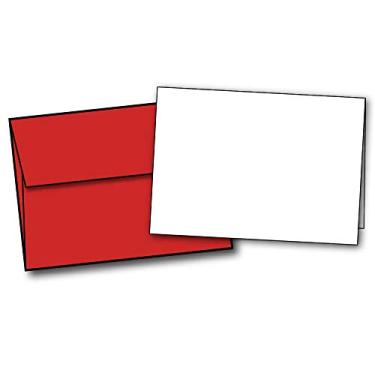 Imagem de Cartões pequenos brancos em branco com envelopes vermelhos - 20 cartões de notas e envelopes - Ótimo para o Natal, Dia dos Namorados e feriados patrióticos