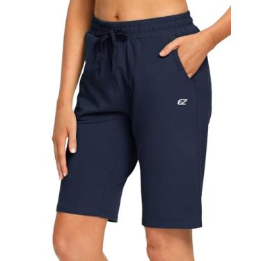 Imagem de EZRUN Bermuda feminina de verão com bolsos profundos de algodão para academia e treino