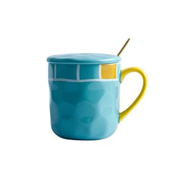 Imagem de GRFIT Caneca caneca personalidade criativa copo de cerâmica com tampa colher simples xícara de café família sala de estar xícara de chá para escola escritório estudo caneca de café (cor: caneca