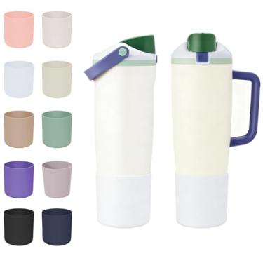 Imagem de CHEMLLC Botas protetoras de silicone para garrafas e copos FreeSip Sway Owala 850 g e 1,134 g, capa protetora antiderrapante para garrafa de água Owala (branca)