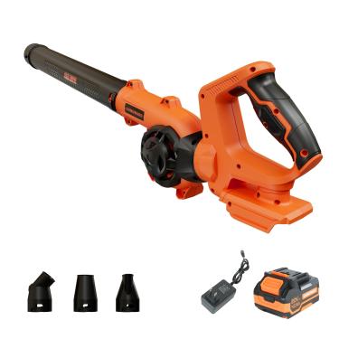 Imagem de COMOWARE Soprador de folhas sem fio, 210 CFM e 3 níveis de velocidade, soprador de folhas elétrico sem fio com bateria de 4,0 Ah, alça ajustável de 270°, 3 bicos, sopradores para cuidados com o