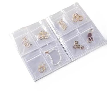 Imagem de Grade Transparente Livro De Armazenamento De Jóias Auto Vedação Saco Para Colar Anel Foto Cartão Organizador (160+bolsa de joias(100Pcs))