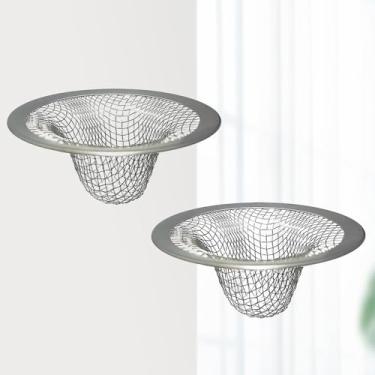 Imagem de Coador de drenagem pequeno de 5,3 cm, coletor de cabelo de ralo de pia, filtro de ralo de pia de banheiro, 2 cestos de malha de drenagem para lavanderia, piscina de esfregão, utilidade, inclinação