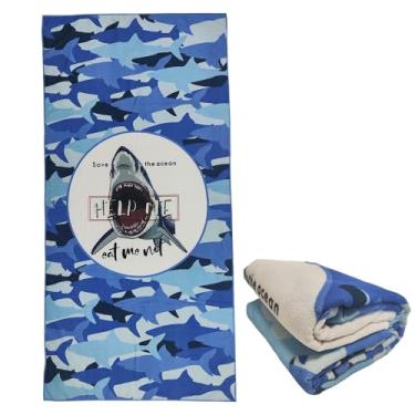 Imagem de stampringt Toalhas de praia de tubarão camufladas fofas extra grandes para meninos adultos, tecido felpudo grosso de microfibra grande à prova de areia secagem rápida 76 x 152 cm