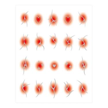 Imagem de 1 peça de adesivos de unhas de gel semicurado para mulheres - Adesivos de unhas vermelhas ombré de folha de gel para salão de beleza para acessórios DIY