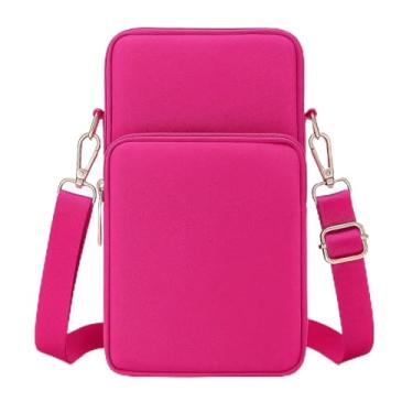 Imagem de Bolsa transversal para celular feminina, bolsa de ombro pequena com vários bolsos, mini carteira para celular, bolsa de compras