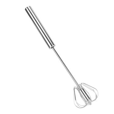 Imagem de Batedor de ovos de aço inoxidável, batedor giratório manual, batedor de zíper semiautomático, utensílio de cozinha para misturar, misturar, bater, bater, lavável na lava-louças, chantilly, semi e