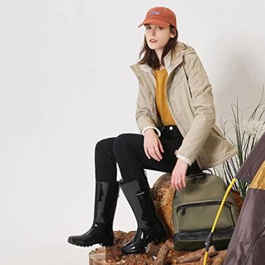 Imagem de Planone Botas de Chuva Femininas e Sapatos de Jardim Impermeáveis, Botas de Chuva Antiderrapantes para Mulheres com Palmilhas Confortáveis, Sapatos de Chuva Leve Estilosos e Sapatos de Trabalho ao Ar Livre, Preto, 10