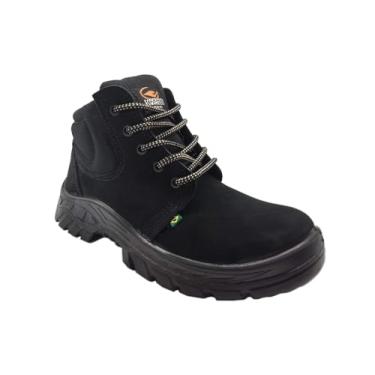 Imagem de Botina em Couro Nobuck Preto para Trabalho com Bico de Aço e CA - Ps136 Ecosafety (Preto, BR, Adulto, Numérico, 43)