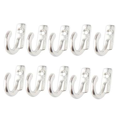 Imagem de 10 peças de ganchos de parede retrô de pino único para casacos, chapéus, toalhas, chaves, mini cabides de pano prateados, estilo vintage, decoração de casa