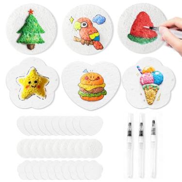 Imagem de Conjunto de pintura de textura de espuma de 33 peças com 3 canetas de pincel de água, kit de arte de bolhas DIY para crianças, artesanato e pintura criativa, papel de textura de espuma para um efeito