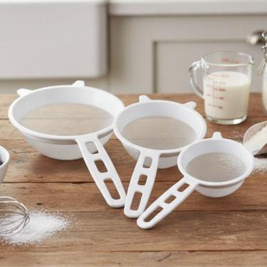 Imagem de Peneira de Cozinha Kit 3 Tamanhos  Coador Plástico Multiuso Pequeno, M