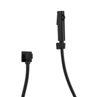 Imagem de Ducha Higiênica Preto Fosco Retangular com Flexível Emborrachado 120 c