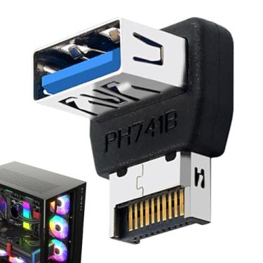 Imagem de Adaptador de conector USB, adaptador USB 3.1 em forma de L para tipo E | Painel de conector de direção de 90 graus para meninos, mulheres, jovens e adolescentes