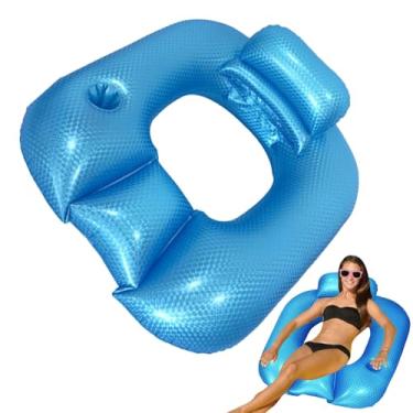 Imagem de Boias de piscina para adultos, espreguiçadeira inflável | Jangada com suporte para bebidas, cama relaxante com encosto para dias quentes na praia, quintal, piscina