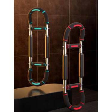 Imagem de Barra de puxar de porta ajustável – Barra de exercícios compacta de 45,7 cm / 67,5 cm com aderência antiderrapante | Equipamento de ginástica em casa (disponível em azul lago e vermelho flor)