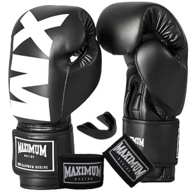 Imagem de Luva De Boxe Muay Thai + Bandagem + Protetor Bucal - Maximum (MXM Preto, 12oz)