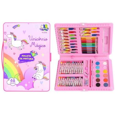 Imagem de Kit de Colorir Maleta Unicórnio Lápis Giz e Acessórios 68pçs - Toy Kin